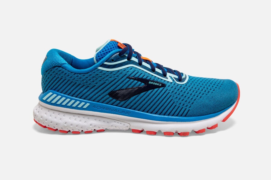 Tenis Corrida Brooks Adrenaline GTS 20 Feminino Brasil - Azuis/Azul Marinho/Coral 3108576-QS